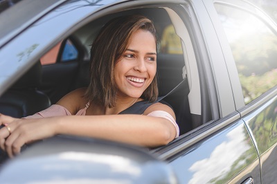 woman in car